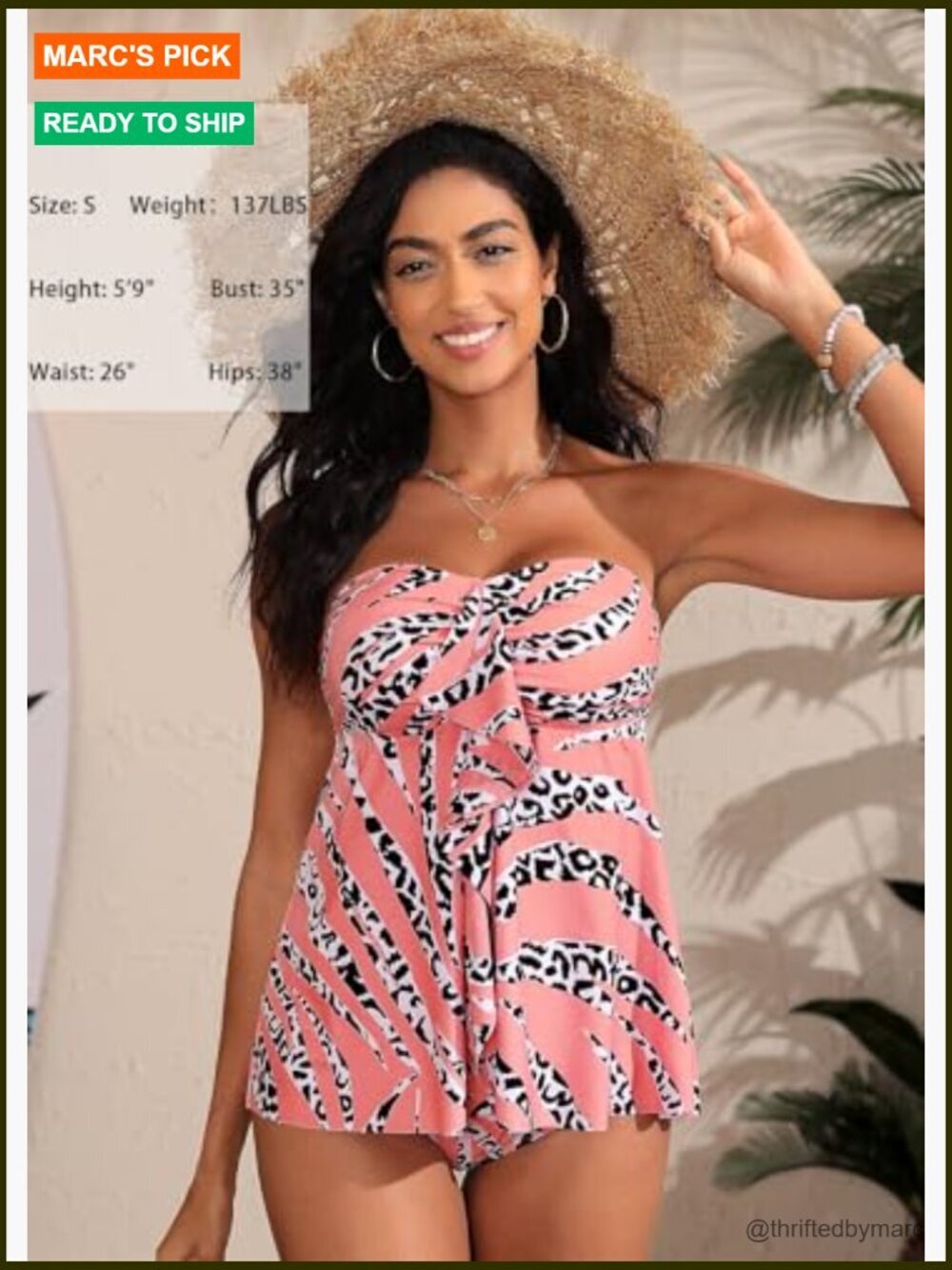 Two Piece Tankini Swimsuit, Removable Halter Bandeau Top with Briefs, Flyaway - Picture 2 of 7